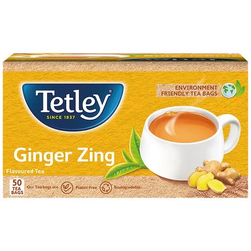Tetley Ginger Zing Tea - Flavoured,  100 g (50 Bags x 2 each) -2.webp